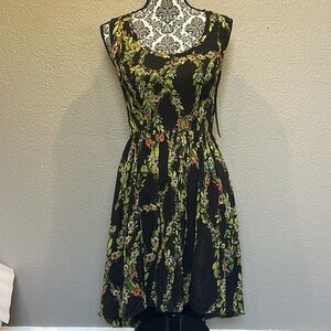 Nicole Miller Artelier Women's Floral Sleeveless Black Chiffon Chiffon Dress 4